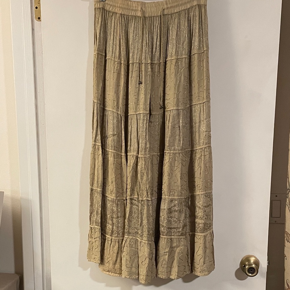 Elegant Tan golden avocado Maxi Vintage Skirt NWOT